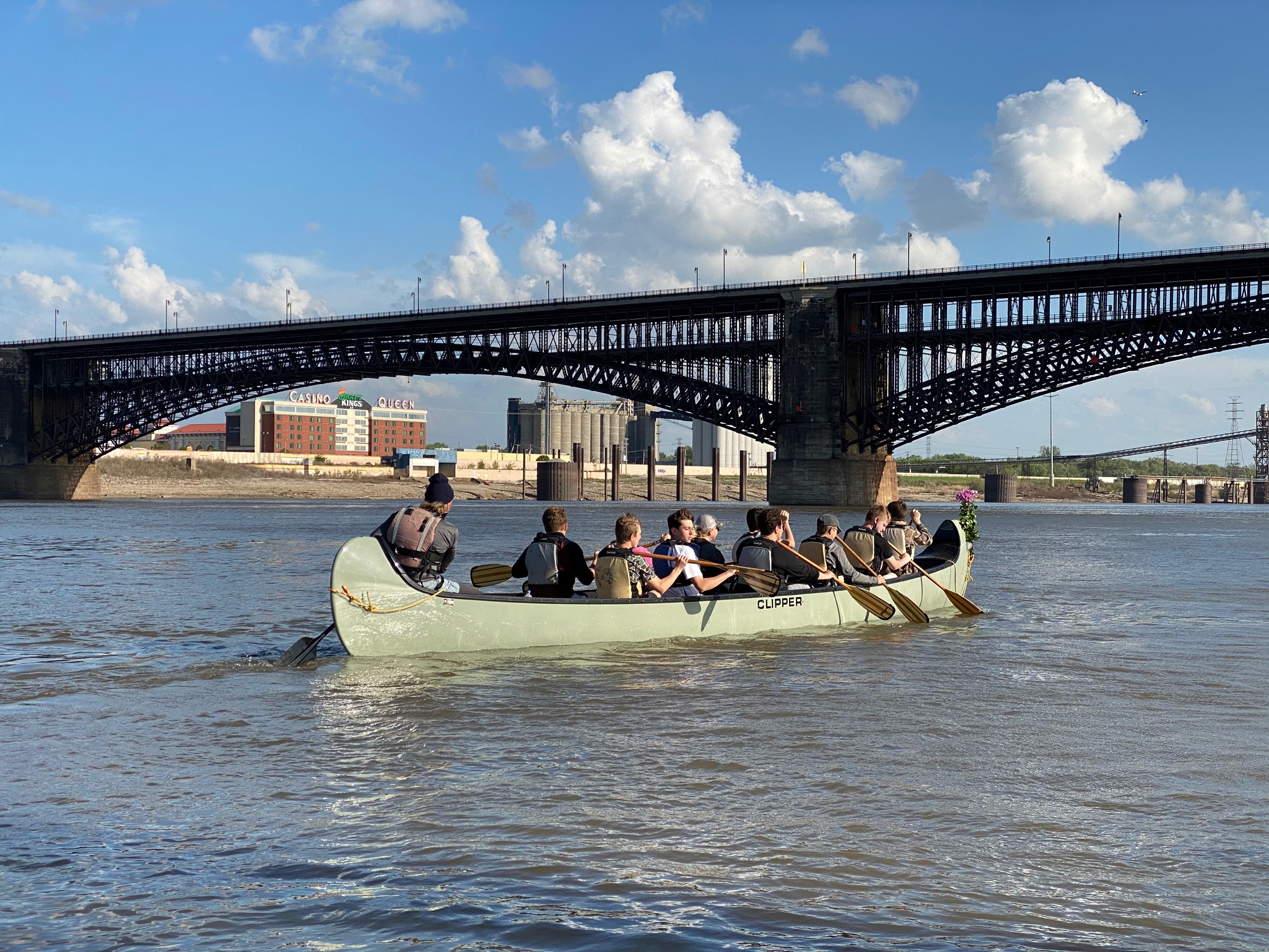 Boat paddling on the Mississippi River