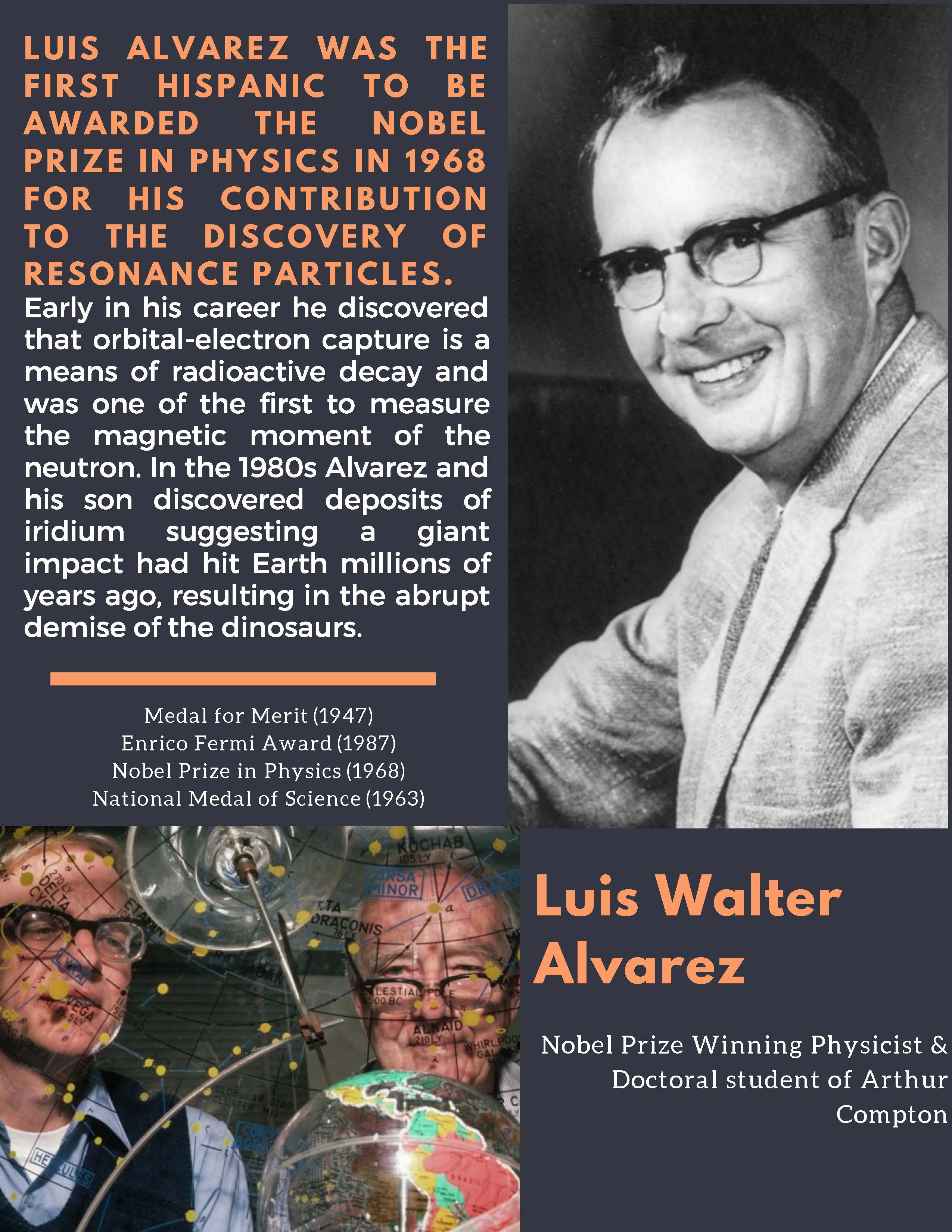 Luiz Alvarex was the first Hispanic to be awarded the Nobel Prize in Physics