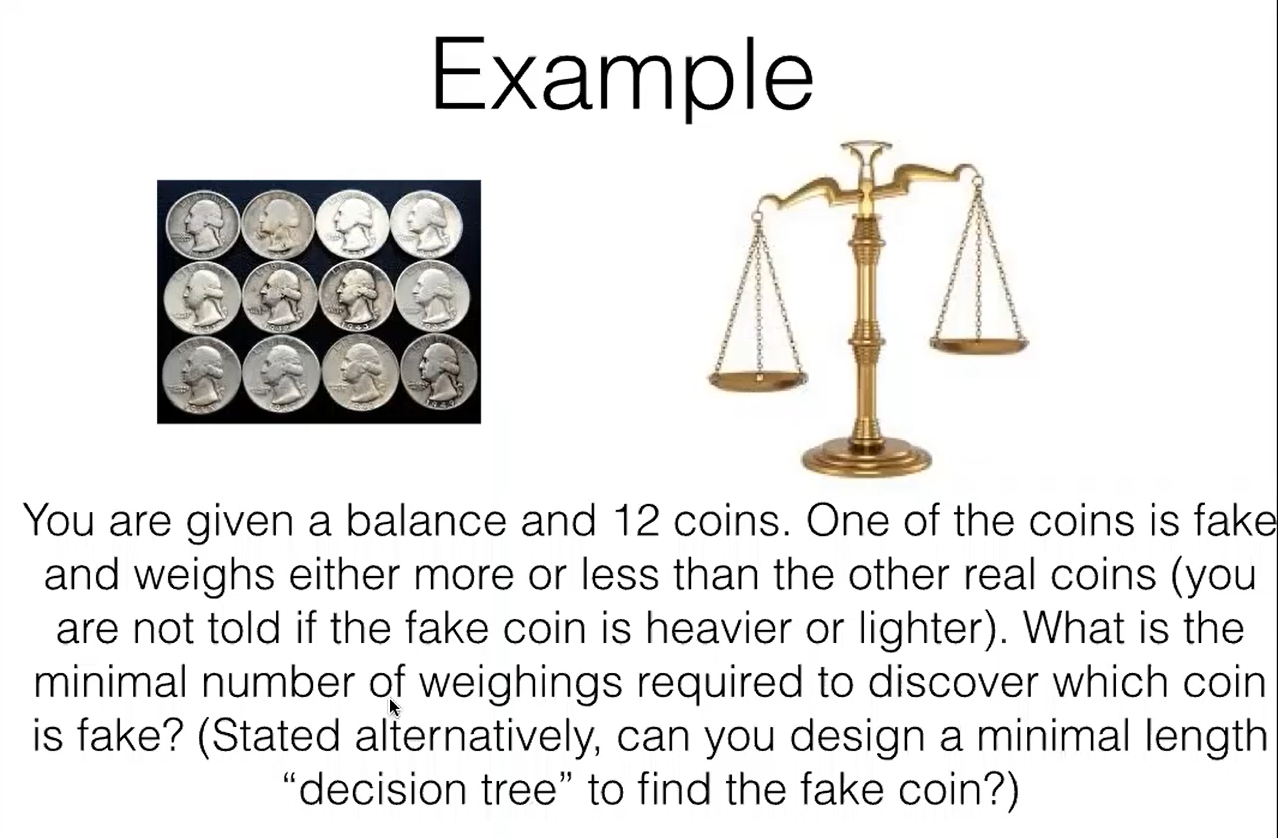 Slide from PowerPoint with quarters on one side and balance on the other