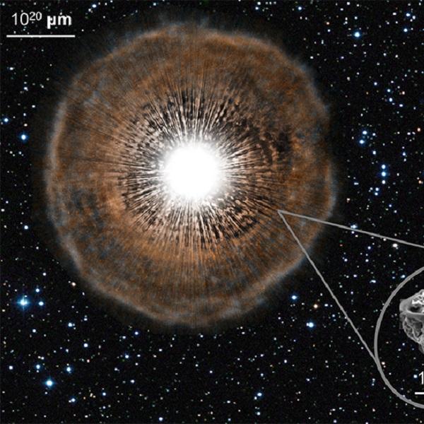 Stellar fossils in meteorites point to distant stars