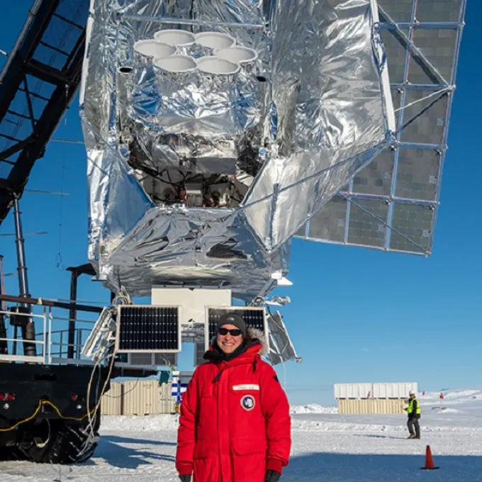 Johanna Nagy standing next to SPIDER